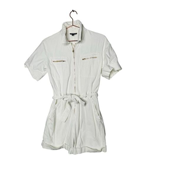 A. P. C. White Denim 100% Cotton Short Romper Combinaison Hills Romper Size 40 - Picture 6 of 12